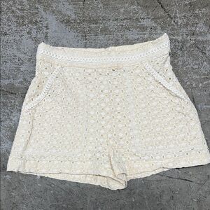 Zara Cream embroidered High Waist Women Shorts